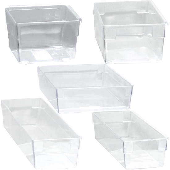 SET DE 5 CAJAS DE ALMACENAMIENTO TRANSPARENTES A JUEGO-BLANCAS image 0