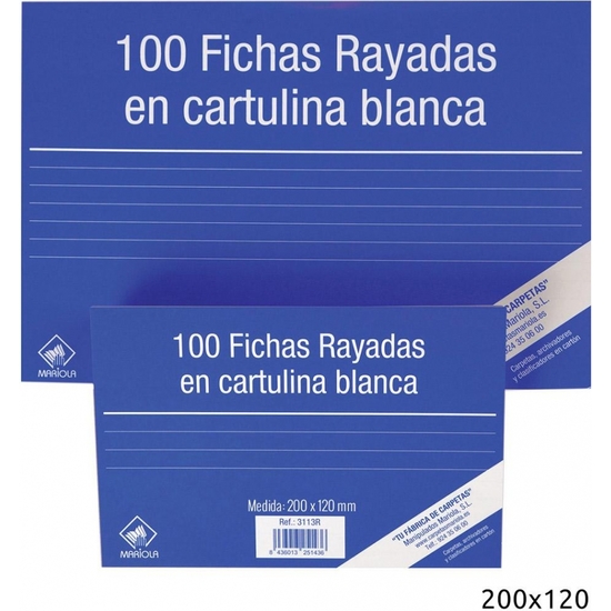 PACK 100 FICHA CARTULINA RAYADA 200X120 Nº4 image 0