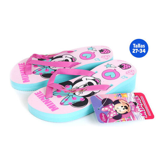 CHANCLAS PARA NIÑA MINNIE MOUSE AZUL Y ROSA TALLA 27 image 0