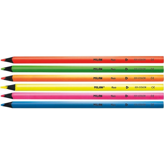 ESTUCHE 6 LÁPICES MILÁN FLUO MADERA NEGRA image 1