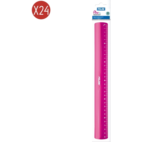 PACK 24 REGLA FLEXIBLE ROSA 30 CM MILAN image 0