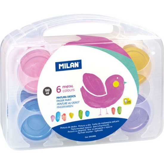 MALETÍN 6 PINTURA DEDOS METALIZADO 100 ML MILÁN image 0