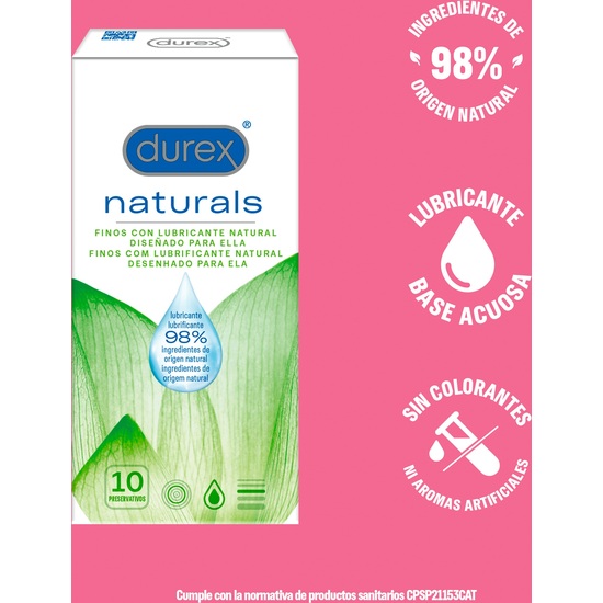 DUREX NATURALS PRESERVATIVOS FINOS CON LUBRICANTE NATURAL 10UDS image 1