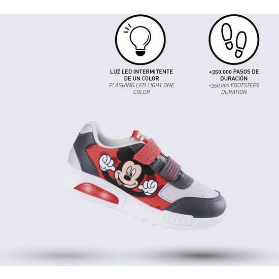 DEPORTIVA SUELA PVC CON LUCES ELÁSTICOS MICKEY RED image 3