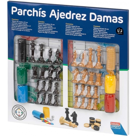 PARCHIS-AJEDREZ-DAMAS 33CM ACCESORIOS image 0