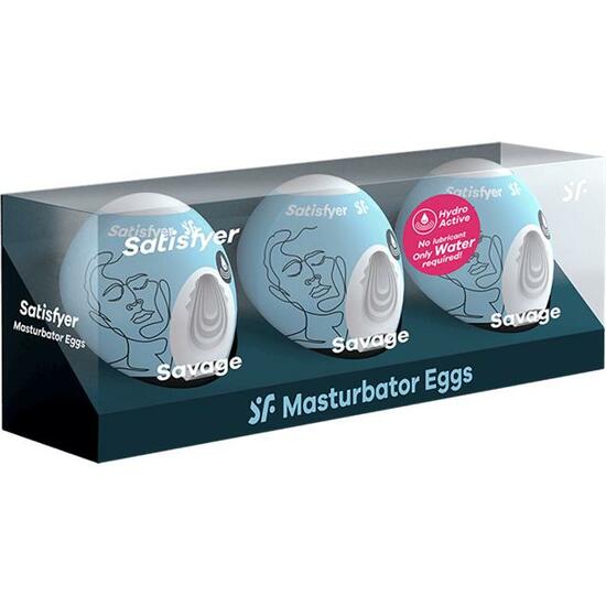 SATISFYER MASTURBATOR EGG SET - SAVAGE - 3PCS image 0