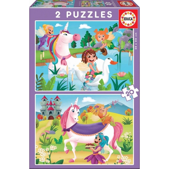 PUZZLE DOBLE 2X20 UNICORNIOS-HADAS image 0