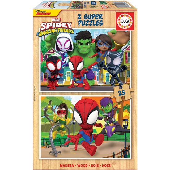 SPIDEY PUZZLE DOBLE MADERA 2X25 image 0