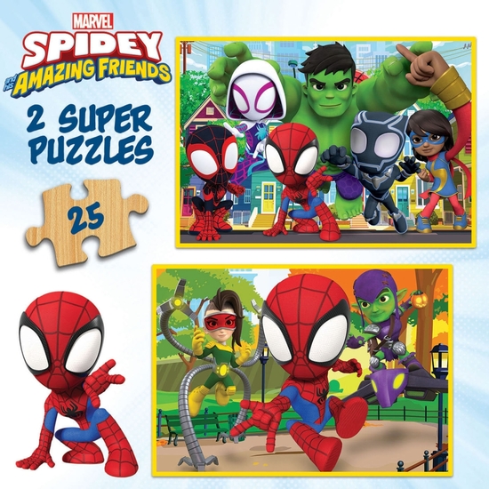 SPIDEY PUZZLE DOBLE MADERA 2X25 image 1