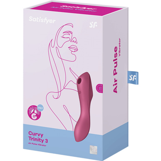 SATISFYER CURVY TRINITY 3 INSERTABLE AIR PULSE VIBRATOR - RED image 1