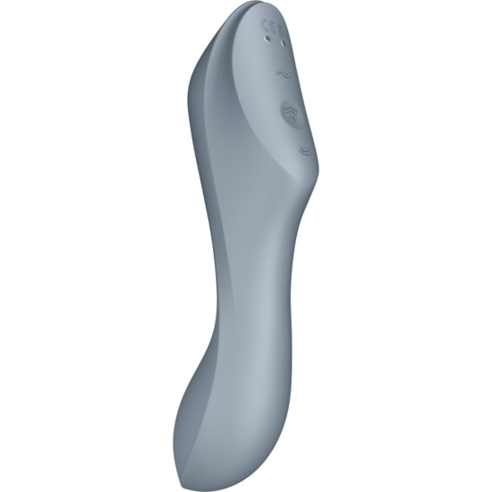 SATISFYER CURVY TRINITY 3 INSERTABLE AIR PULSE VIBRATOR - BLUEGREY image 3