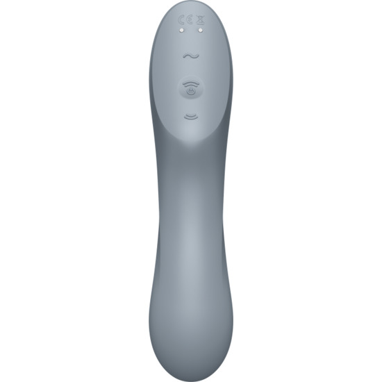 SATISFYER CURVY TRINITY 3 INSERTABLE AIR PULSE VIBRATOR - BLUEGREY image 4