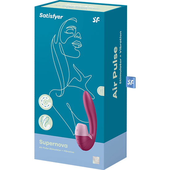 SATISFYER SUPERNOVA INSERTABLE DOUBLE AIR PULSE VIBRATOR - BERRY image 1