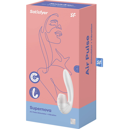 SATISFYER SUPERNOVA INSERTABLE DOUBLE AIR PULSE VIBRATOR - WHITE image 1