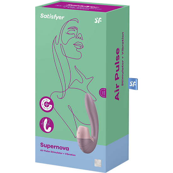 SATISFYER SUPERNOVA INSERTABLE DOUBLE AIR PULSE VIBRATOR - OLD ROSE image 1