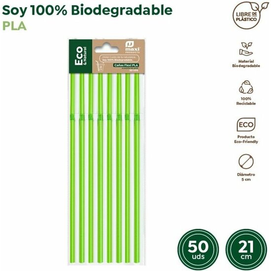PAJITAS FLEXIBLES BIODEGRABLES VERDE\BLANCO image 0