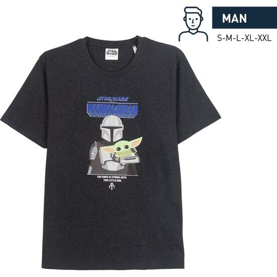 CAMISETA CORTA SINGLE JERSEY PUNTO THE MANDALORIAN BLACK image 0