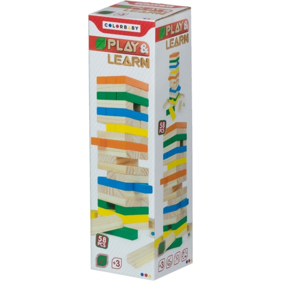 TORRE BLOCS MADERA 58PZAS HABILIDAD 28CM image 0