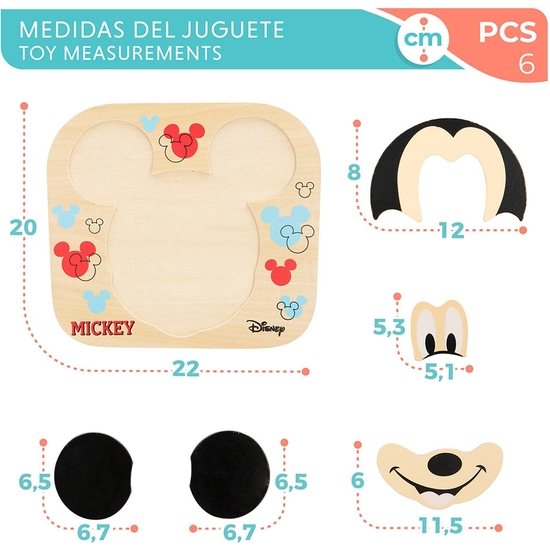 MICKEY PUZZLE ENCAJE MADERA 6 PIEZAS 21X20 image 2