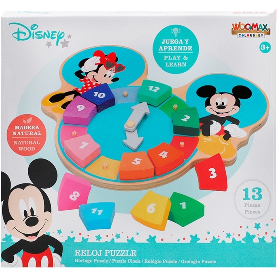 MICKEY RELOJ PUZZLE MADERA ECO 22 CM image 1