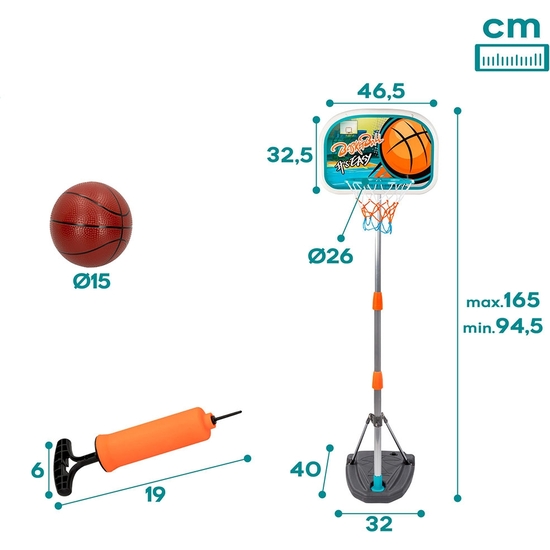 CANASTA BALONCESTO DE PIE CON BALÓN E HINCHADOR ALTO 95-165 CM image 3