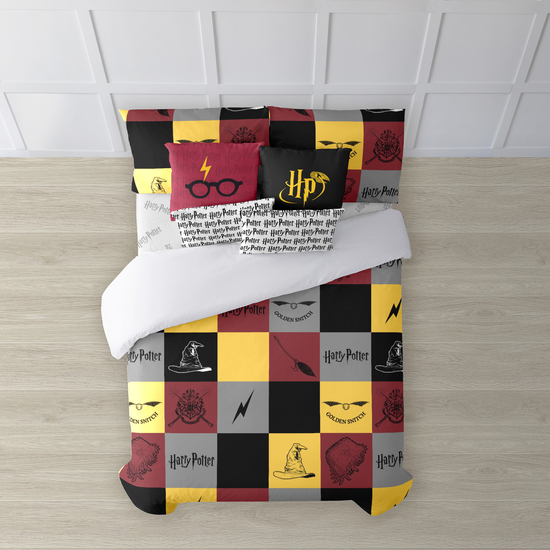 FUNDA NÓRDICA CON BOTONES 100% ALGODÓN MODELO HOGWARTS CUADROS PARA CAMA DE 80 (140X200 CM.) image 0