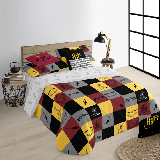 FUNDA NÓRDICA CON BOTONES 100% ALGODÓN MODELO HOGWARTS CUADROS PARA CAMA DE 80 (140X200 CM.) image 1