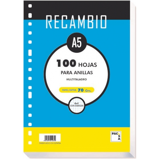 RECAMBIO 70GR A5 - 4 ANILLAS CUADRÍCULA image 0