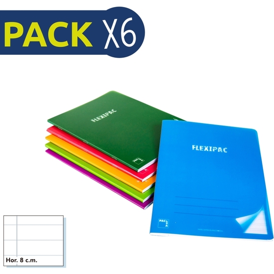 PACK 6 CUADERNO FLEXIPAC A5 90 GR 48 HOJAS RAYADO image 0