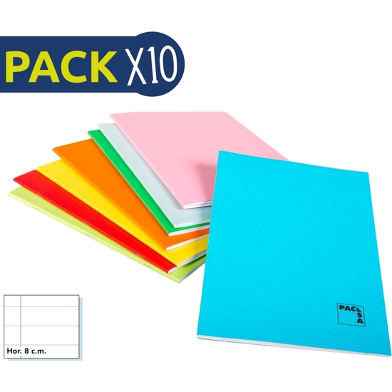 PACK 10 CUADERNO GOFRADO 50 HOJAS 70 GR FOLIO RAYADO image 0