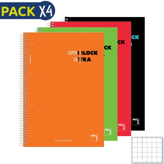 PACK 4 BLOC 90 GR TAPA DURA A-4 MICRO120 HJ CN image 0