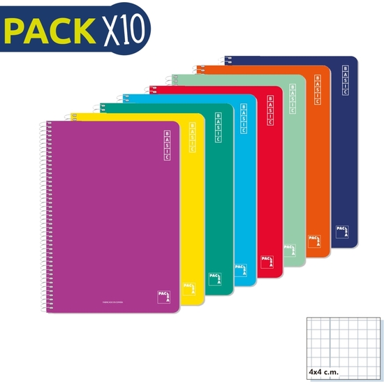 PACK 10 BLOC 60 GR CUARTO 80 HOJAS CUADRÍCULA 4 MM image 0