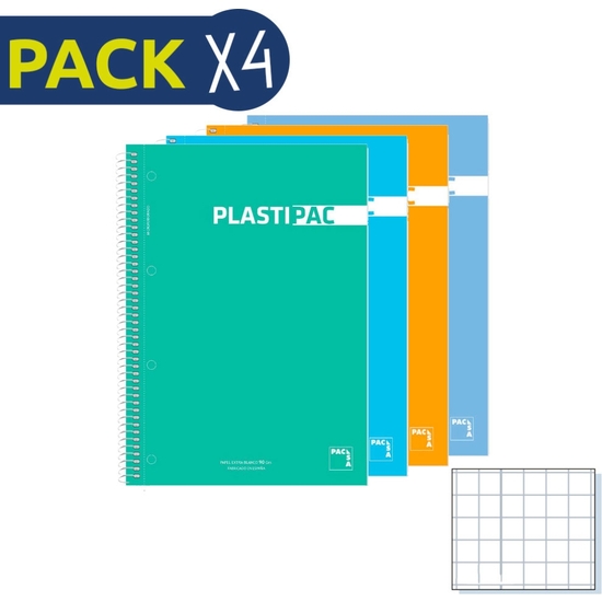 PACK 4 BLOC 90 GR TAPA PLÁSTICO A5 MICRO 100 CUADRÍCULA image 0