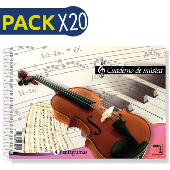 PACK 20 BLOC MÚSICA 4 PENTRAGRAMAS CUARTO 20 HOJAS image 0