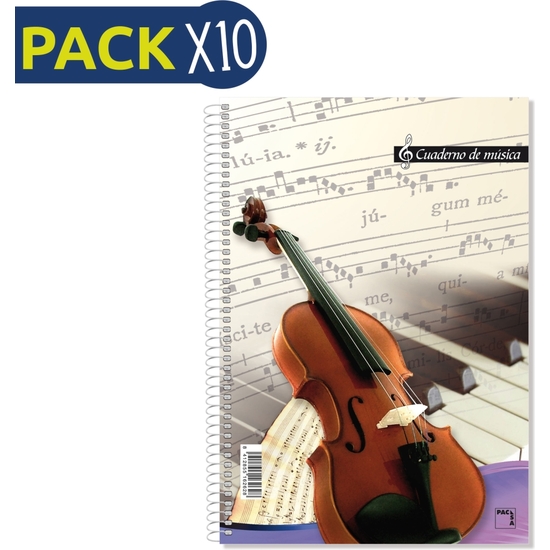 PACK 10 BLOC MÚSICA 16 PENTRAGRAMAS FOLIO 20 HOJAS image 0