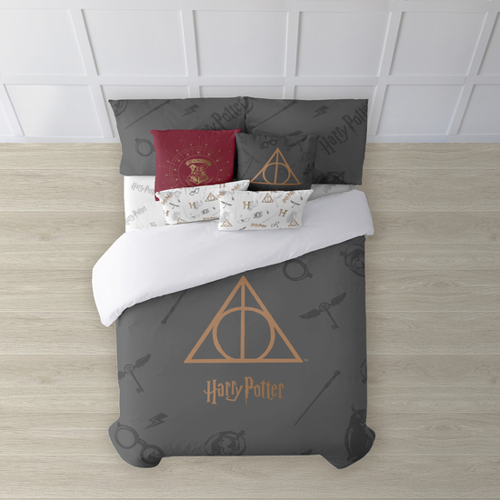 FUNDA NÓRDICA CON BOTONES 100% ALGODÓN MODELO DEATHLY HALLOWS PARA CAMA DE 80 (140X200 CM.) image 0