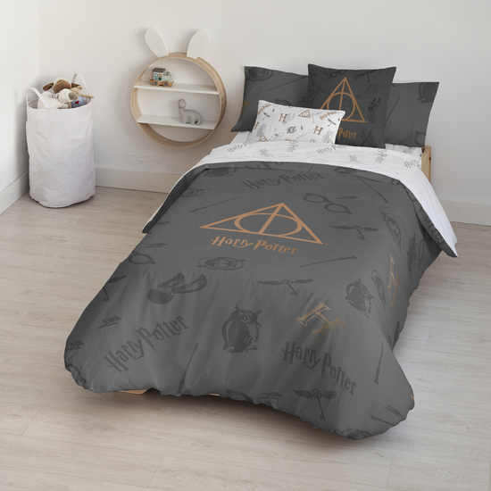 FUNDA NÓRDICA CON BOTONES 100% ALGODÓN MODELO DEATHLY HALLOWS PARA CAMA DE 80 (140X200 CM.) image 3