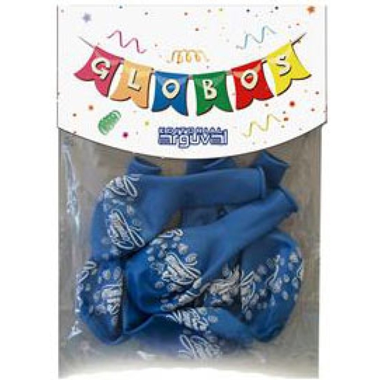 PACK 12 GLOBOS DECORADOS COMUNIÓN AZUL image 1