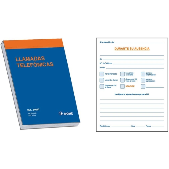 TALONARIO LLAMADAS TELEFÓNICAS 1/8 100 H image 0