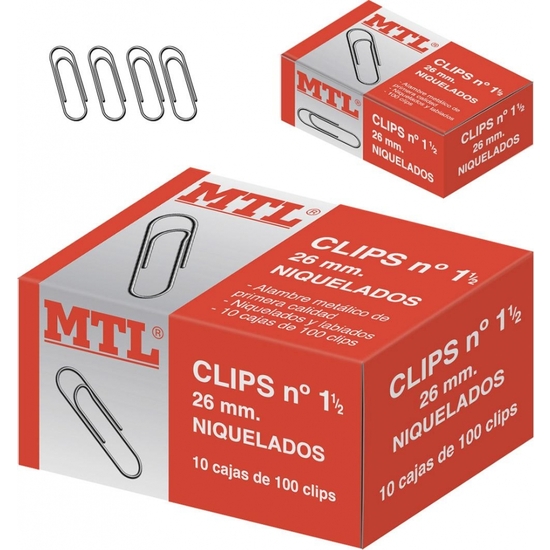 CAJITA 100 CLIPS NIQUELDOS Nº 1-1/2 image 0