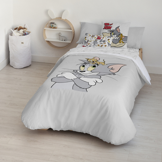 FUNDA NÓRDICA CON BOTONES 100% ALGODÓN MODELO SWEET TOM JERRY PARA CAMA DE 80 (140X200 CM.) image 0