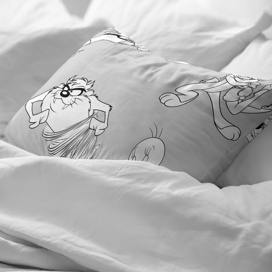 FUNDA DE ALMOHADA 100% ALGODÓN MODELO LOONEY TUNES BN DE 50X80CM. image 1