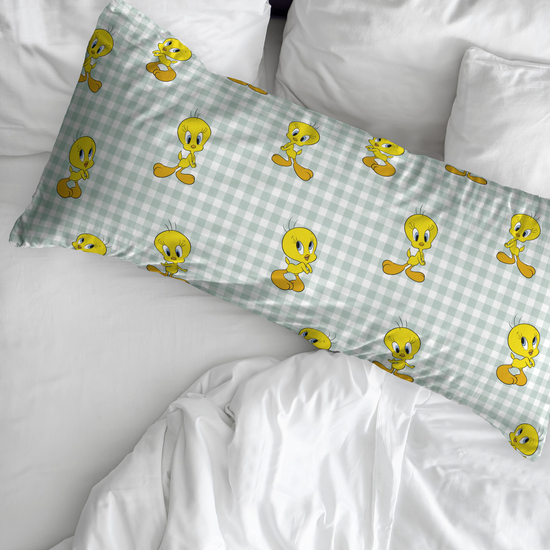 FUNDA DE ALMOHADA 100% ALGODÓN TWEETY VICHY CAMA DE 90. image 1