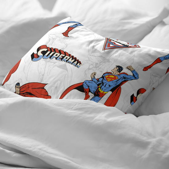 FUNDA DE ALMOHADA 100% ALGODÓN MODELO MAN OF STEEL DE 50X80CM. image 1