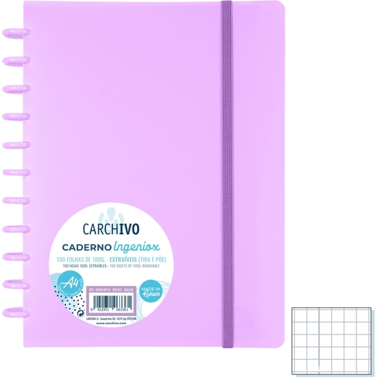 CUADERNO INGENIOX A4 MALVA PASTEL 100 HJ CUADRÍCULA image 0