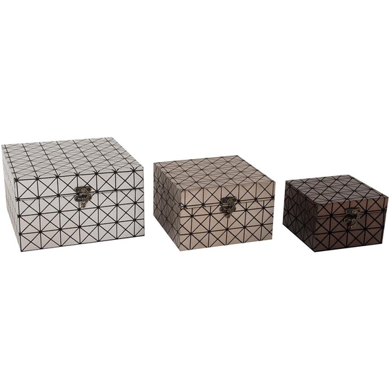 SET 3 CAJA MADERA METALIZADA 20X20X12 image 0