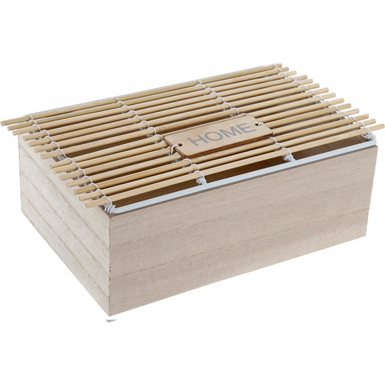 CAJA MADERA Y RATÁN HOME 25X15X9 image 0
