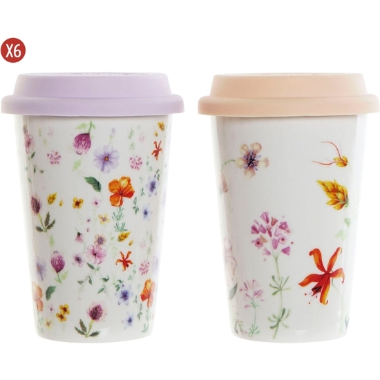 SET 6 MUG PORCELAN.FLORES+TAPA400ML 14X6 image 0