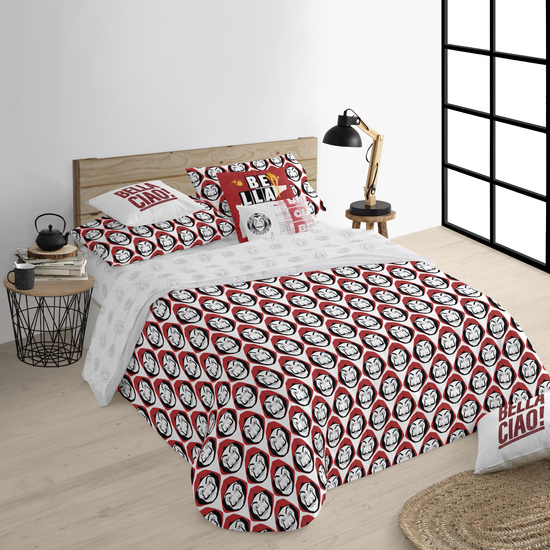 FUNDA NÓRDICA CON BOTONES 100% ALGODÓN MODELO LA CASA DE PAPEL PARA CAMA DE 180 (260X240 CM) image 1