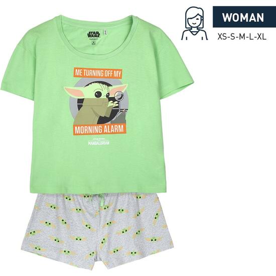 PIJAMA CORTO SINGLE JERSEY PUNTO THE MANDALORIAN LIGHT GREEN image 0